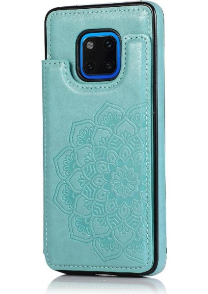 Cüzdan Kart Tutucu Kılıf ile Huawei Mate 20 Pro Çift Düğmeler Pu Flip (Yurt Dışından)
