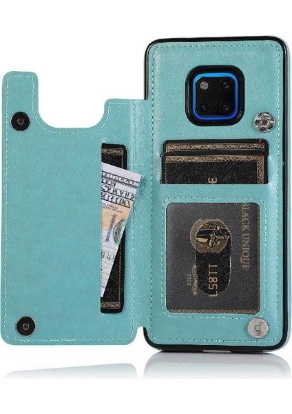 Cüzdan Kart Tutucu Kılıf ile Huawei Mate 20 Pro Çift Düğmeler Pu Flip (Yurt Dışından)