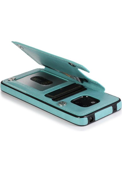 Cüzdan Kart Tutucu Kılıf ile Huawei Mate 20 Pro Çift Düğmeler Pu Flip (Yurt Dışından)