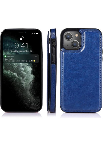 Kart Tutucu ile IPhone 13 Için Cüzdan Durumda Pu Deri Çift Manyetik (Yurt Dışından)
