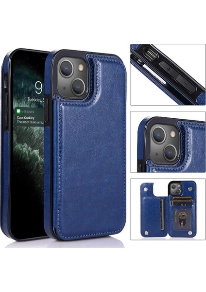 Kart Tutucu ile IPhone 13 Için Cüzdan Durumda Pu Deri Çift Manyetik (Yurt Dışından) modelleri