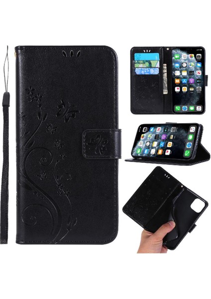 IPhone 12 Için Filp Durumda Pro Max Kart Tutucu Bilek Kayışı Pu Deri Kapatma (Yurt Dışından)
