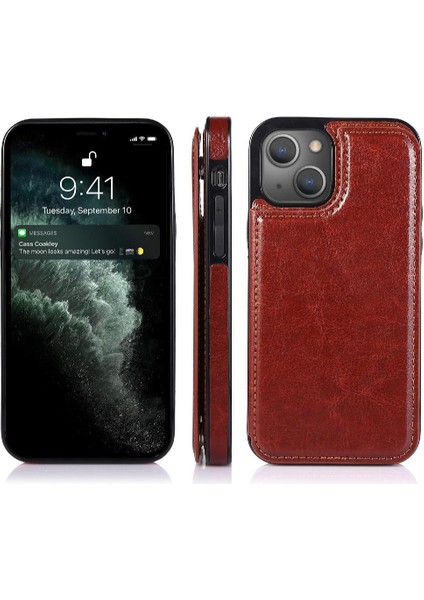 Kart Tutucu Kickstand Kart Yuvaları Pu ile IPhone 13 Mini Için Cüzdan Kılıf (Yurt Dışından) modelleri