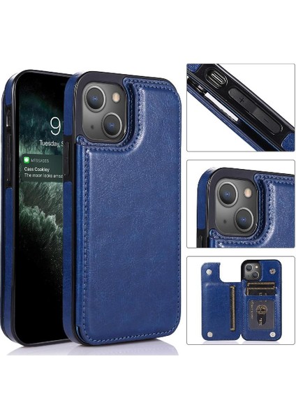 Kart Tutucu Kickstand Kart Yuvaları Pu ile IPhone 13 Mini Için Cüzdan Kılıf (Yurt Dışından)