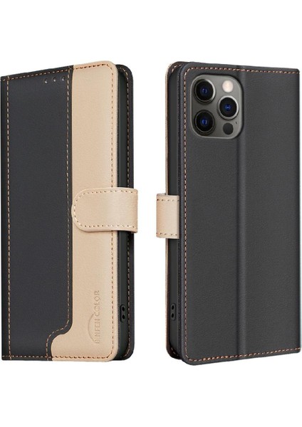 IPhone 13 Için Flip Case Pro Max Kart Yuvaları Tutucu Kickstand Darbeye Tpu (Yurt Dışından)