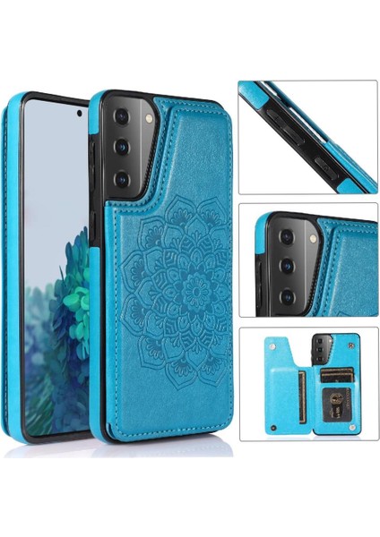 Samsung Galaxy S21 Kabartmalı Mandala Pu Için Kart Tutucu Kılıf ile Cüzdan (Yurt Dışından)