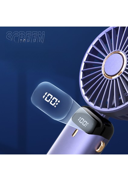 1 Adet Mini Taşınabilir Fan, El Tipi Fan Kişisel Mini Fan USB Şarj Edilebilir 5 Hızlı, 90° Katlanabilir Pil LED Ekranlı, Okul Malzemeleri Için Masaüstü Fan Çalışma Süresi (Yurt Dışından)