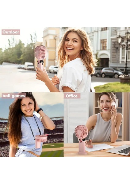 1 Adet Mini Taşınabilir Fan, El Tipi Fan Kişisel Mini Fan USB Şarj Edilebilir 5 Hızlı, 90° Katlanabilir Pil LED Ekranlı, Okul Malzemeleri Için Masaüstü Fan Çalışma Süresi (Yurt Dışından)