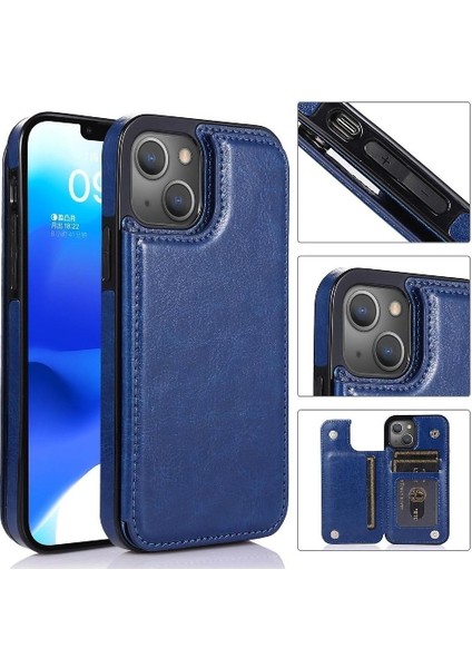 Kart Tutucu Kickstand Kart Yuvaları ile IPhone 14 Artı Cüzdan Durumda Pu (Yurt Dışından)