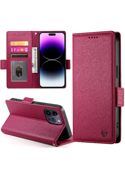 IPhone 14 Için Flip Case Pro Max Cüzdan Flip Kartvizit Yuvaları Günlük Kullanım (Yurt Dışından)