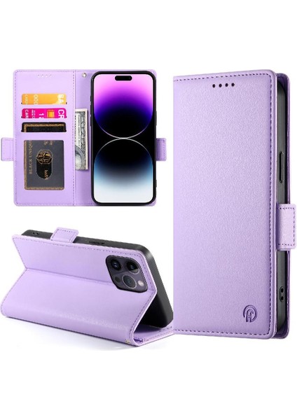IPhone 14 Için Flip Case Pro Max Cüzdan Flip Kartvizit Yuvaları Günlük Kullanım (Yurt Dışından)