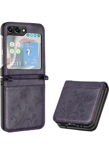 Samsung Galaxy Z Flip6 Manyetik Kapatma Bilek Kayışı Pu Kart Için Flip Case (Yurt Dışından)