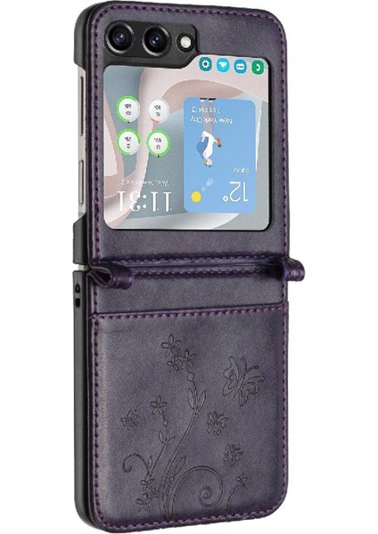 Samsung Galaxy Z Flip6 Manyetik Kapatma Bilek Kayışı Pu Kart Için Flip Case (Yurt Dışından) modelleri