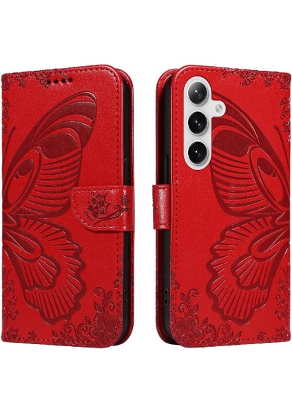 Samsung Galaxy S24 Artı Yüksek Kaliteli Deri ile Kabartmalı Flip Case (Yurt Dışından)