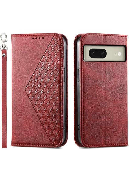 Google Piksel 8 Eşkenar Dörtgen Şekli Standı Için Flip Case El Kayışı Cüzdan Günlük (Yurt Dışından)