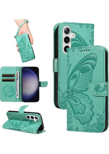 Samsung Galaxy S24 Artı Yüksek Kaliteli Deri ile Kabartmalı Flip Case (Yurt Dışından)