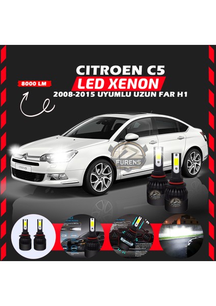 Citroen C5 2008-2015 Uzun Far Uyumlu Şimşek Etkili LED Xenon Light Series H1