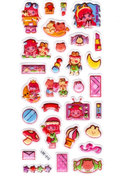 Sticker Kabartmalı Stiker Defter Planlayıcı Etiket (LDE015)-19X9CM - Tavşan ve Kız