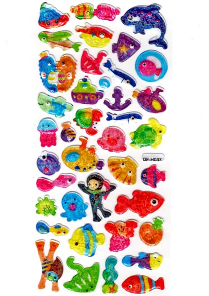 Işıltılı Sticker Kabartmalı Stiker Defter Planlayıcı Etiket (DFH037)-18X9CM- Balık Dalgıç