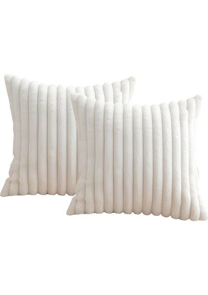 Soft Peluş Kumaş 2'li Kırlent Kılıfı Ekru 241548 modelleri