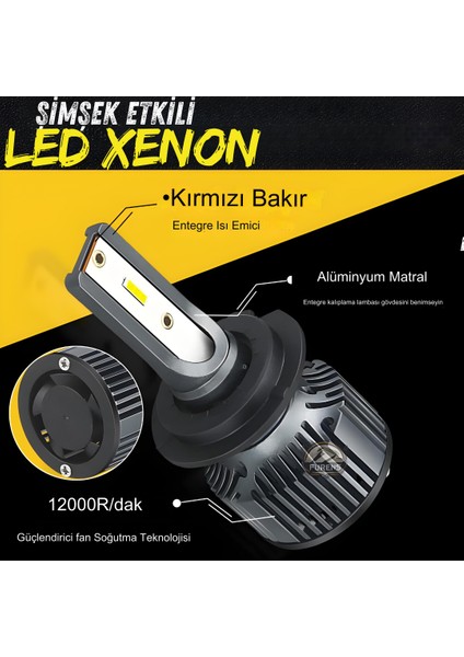 Citroen C4 2012-2017 Kısa Far Uyumlu Şimşek Etkili LED Xenon Premium Series H7