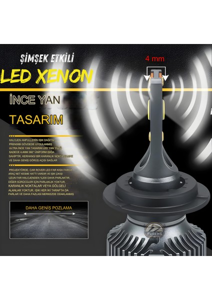 Citroen C4 2012-2017 Kısa Far Uyumlu Şimşek Etkili LED Xenon Premium Series H7