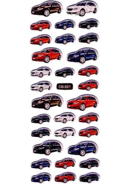 Sticker Kabartmalı Sticker Defter, Planlayıcı Etiket - (CB-521) 16X7 Cm- Arabalar