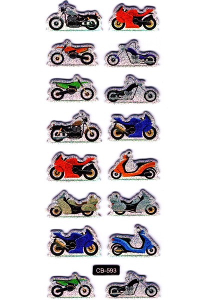 Sticker Kabartmalı Sticker Defter, Planlayıcı Etiket - (CB-593) 16X7 Cm- Renkli Motorlar