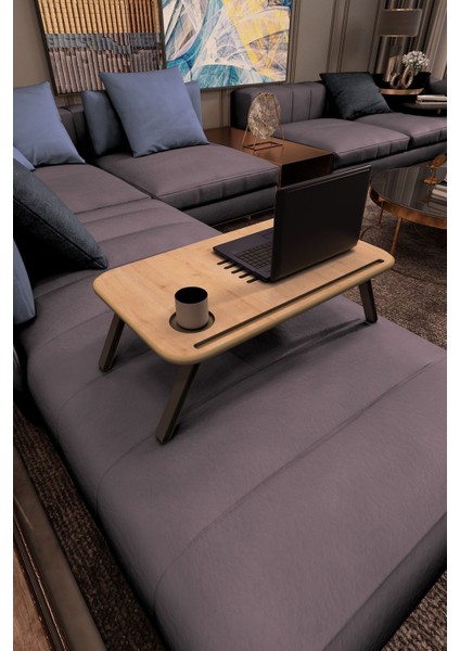 Tekno Trust Kahverengi Mdflam Laptop Sehpası, 60X35 cm Mdf 35 cm 20 cm 60 cm