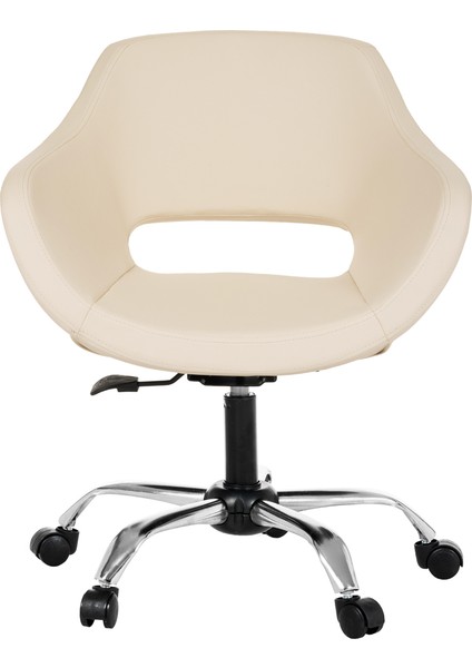 Krom Metal Ayaklı Ofis Çocuk Odası Çalışma Sandalyesi (Ayarlanilabilir) Deri Ciervo