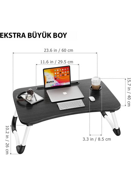 Tekno Trust 26 cm Laptop Sehpası Ders Çalışma Masası Çocuk Çalışma Yatak Sehpası Ders Masası K.s 60 cm 40 cm Si