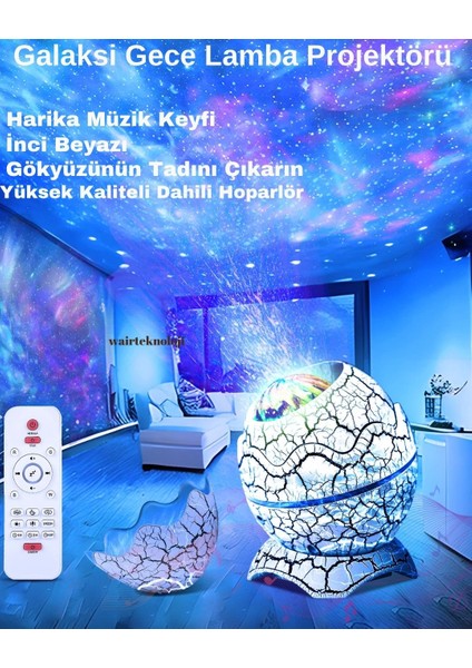 Dinozor Yumurtası Gece Masa Lambası Bluetooth Hoparlör LED Lamba Galaxy Projektör LED Işık