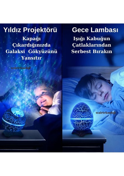 Dinozor Yumurtası Gece Masa Lambası Bluetooth Hoparlör LED Lamba Galaxy Projektör LED Işık