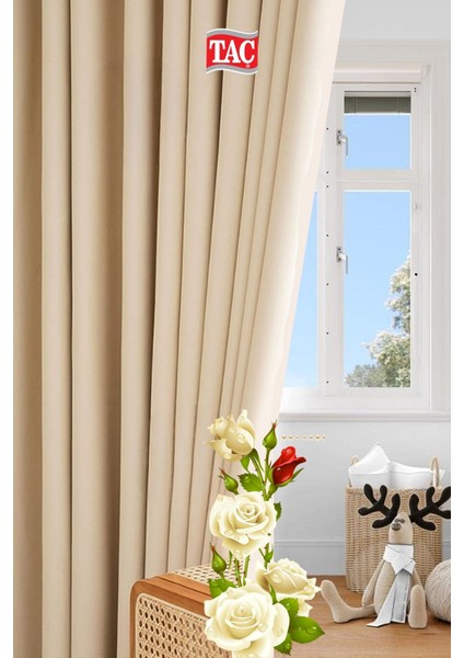 Rech Home Taç 4 Katmanlı Bej Güneşlik Perde - Toz Önleyici, Ses Yalıtımı, Sıcak ve Soğuk Yalıtımı