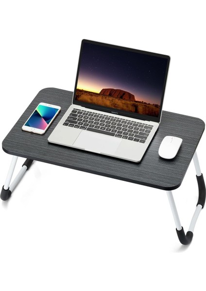 Tekno Trust 27 cm Portatif Katlanabilir Düz Yüzeyli Yatak Üstü Laptop Çok Amaçlı Sehpa 60 cm Siyah 40 cm Suntal