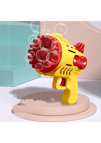 1 Pcs Yellow Bubbles Gun 29 Delikli Çoklu Köpük Atan Tabanca Sarı Köpük Tabancası 2 Solisyon