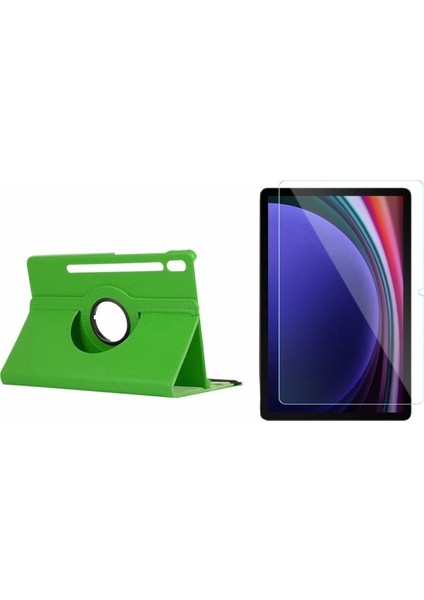 Samsung Tab S9 Plus Uyumlu 360 Derece Döner Standlı Kılıf + Temperli Kırılmaz Cam FC012