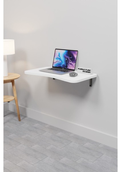 Tekno Trust 60 cm Katlanabilir Duvar Masa 60X35 cm Duvara Monte Beyaz Renk Kırma Bilgisayar Mutfak Masası 70 cm
