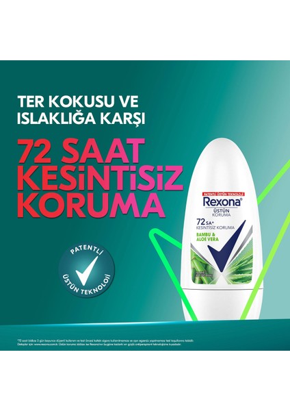 Üstün Koruma Kadın Roll On Deodorant Bambu & Aloe Vera 72 Saat Kesintisiz Koruma 50 Ml