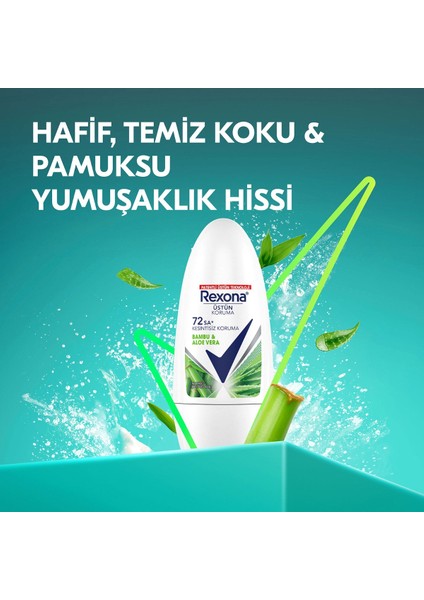 Üstün Koruma Kadın Roll On Deodorant Bambu & Aloe Vera 72 Saat Kesintisiz Koruma 50 Ml