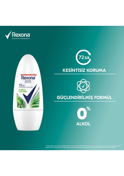 Üstün Koruma Kadın Roll On Deodorant Bambu & Aloe Vera 72 Saat Kesintisiz Koruma 50 Ml