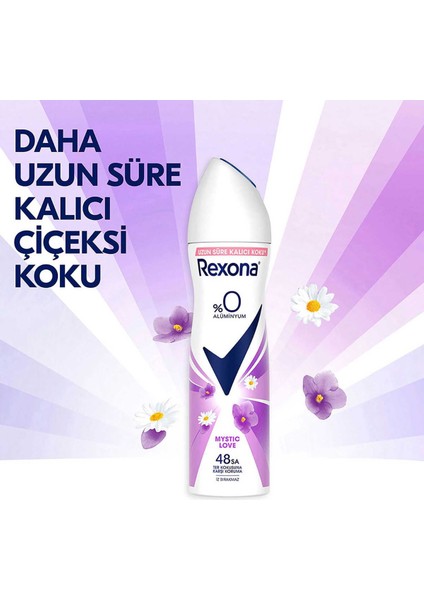 Kadın Sprey Deodorant Mystic Love %0 Alüminyum 150 ml x3