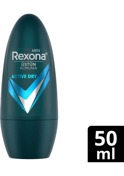 Üstün Koruma Erkek Roll On Deodorant Active Dry 72 Saat Kesintisiz Koruma 50 ml