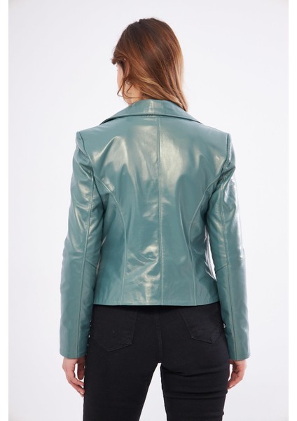 DKA1202 Deri Kadın Yeşil Mont fırsatları