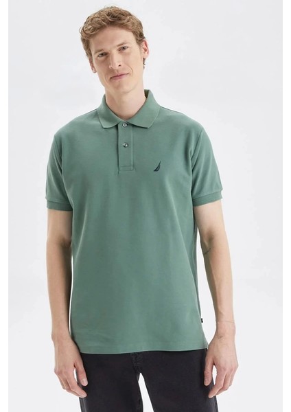 Erkek Yeşil Classic Fit Kısa Kollu Polo T-Shirt