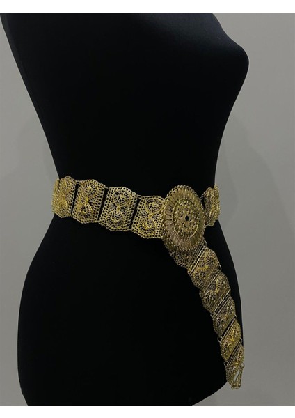 Metal Metal Işlemeli Yöresel Arnavut Şalvar Kemeri Altın