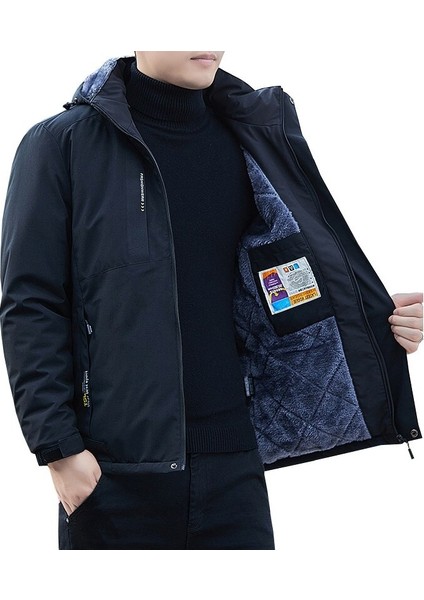 Su Geçirmez Içi Kadife Rüzgar Geçirmez Erkek Mont 001