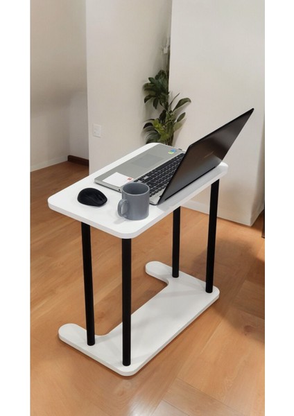 Tekno Trust 60 cm Yüksek Kalite Tekerlekli Laptop Sehpası Kahvaltı Masası Yan Sehpa Ahşap Beyaz 35 cm 65 cm modelleri