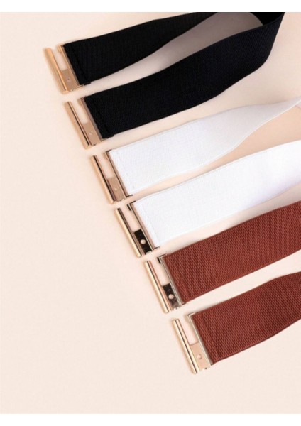 Çok Renkli 3.lü Takım Kemer Suni Deri Lastikli Zamak Toka fiyatları