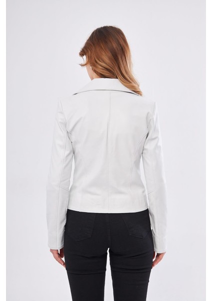 DKA1202 Deri Kadın Beyaz Mont fırsatları